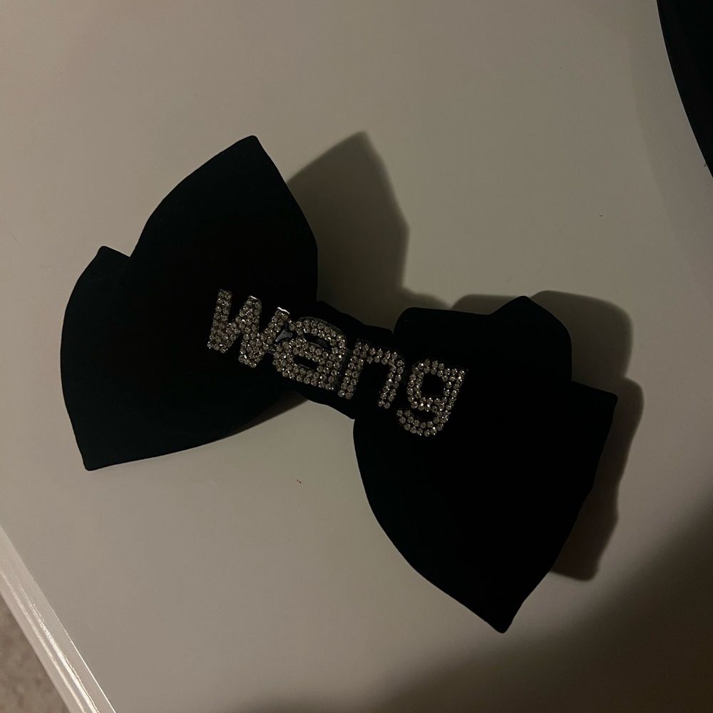 Alexander Wang Black Bow Hair Clip with Crystal Logo